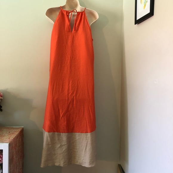 The Limited High Low Colorblock Orange and Tan Dress Size XS - Picture 6 of 12